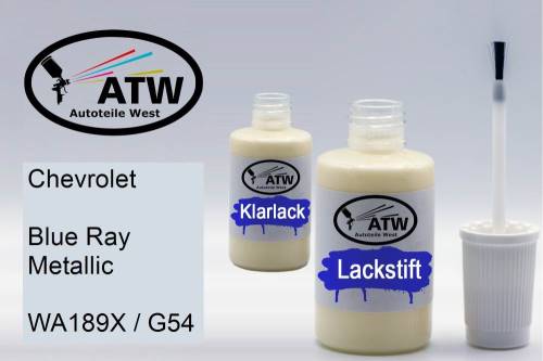 Chevrolet, Blue Ray Metallic, WA189X / G54: 20ml Lackstift + 20ml Klarlack - Set, von ATW Autoteile West.